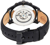 Fossil Grant Automatic Chronograph Black Dial Black Leather Strap Watch for Men - ME3028