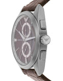 Emporio Armani Claudio Chronograph Brown Dial Brown Leather Strap Watch For Men - AR11482