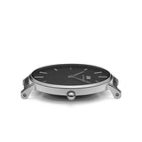 Daniel Wellington Classic Petite Bondi Black Dial White Leather Strap Watch for Women - DW00100286