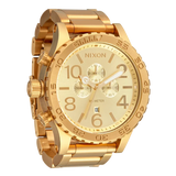Nixon 51-30 Chronograph Gold Dial Gold Steel Strap Watch for Men - A083-502