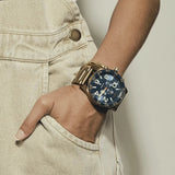 Nixon 51-30 Chrono Blue Dial Gold Steel Strap Watch for Men - A083-2735