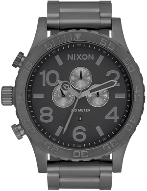 Nixon 51-30 Chrono Gunmetal Dial Gunmetal Steel Strap Watch for Men - A083-632