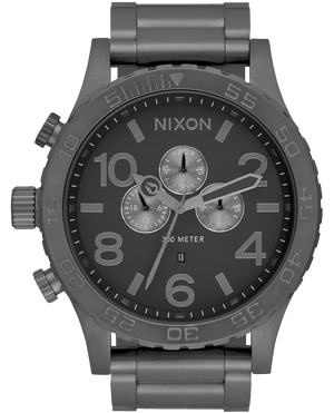 Nixon 51-30 Chronograph Grey Dial Grey Steel Strap Watch for Men - A083-1062