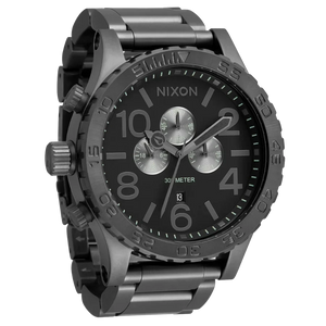 Nixon 51-30 Chrono Gunmetal Dial Gunmetal Steel Strap Watch for Men - A083-632