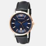 Emporio Armani Renato Analog Blue Dial Black Leather Strap Watch For Men - AR2506