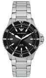 Emporio Armani World Explorer Solar Black Dial Silver Steel Strap Watch for Men - AR11787