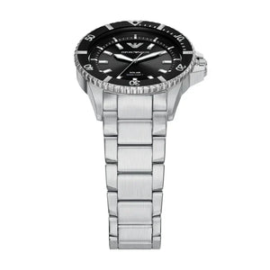 Emporio Armani World Explorer Solar Black Dial Silver Steel Strap Watch for Men - AR11787