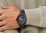 Armani Exchange Banks Chronograph Black Dial Black Steel Strap Watch For Men - AX1722