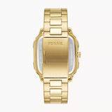 Fossil Inscription Multifunction Black Dial Gold Steel Strap Watch for Men - BQ2656
