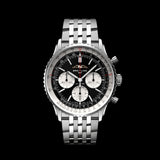 Breitling Navitimer B01 Chronograph 43 Black Dial Silver Steel Strap Watch for Men - AB0138211B1A1