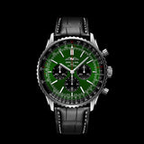 Breitling Navitimer B01 Chronograph 46 Green Dial Black Leather Strap Watch for Men - AB0137241L1P1
