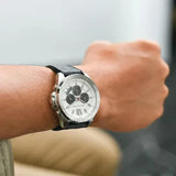 Michael Kors Brecken Chronograph Silver Dial Grey Leather Strap Watch For Men - MK8922