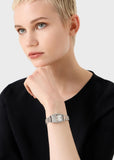 Emporio Armani Gianni T Bar White Mother Of Pearl Dial Two Tone Steel Strap Watch For Women - AR11519