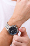 Hugo Boss One Chronograph Blue Dial Silver Steel Strap Watch For Men - 1513999