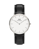 Daniel Wellington Classic Sheffield White Dial Black Leather Strap Watch For Women - DW00100053