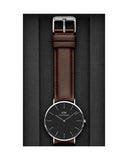 Daniel Wellington Classic Bristol Black Dial Brown Leather Strap Watch For Men - DW00100131