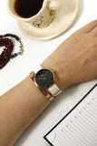 Daniel Wellington Classic Petite Dover Black Dial White NATO Strap Watch For Women - DW00100312