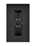 Daniel Wellington Classic Petite Pressed Ashfield Black Dial Black Mesh Bracelet Watch For Women - DW00100441