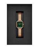 Daniel Wellington Quadro Studio Green Dial Rose Gold Mesh Strap Watch For Women - DW00100520
