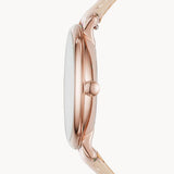 Fossil Jacqueline White Dial Pink Leather Strap Watch for Women - ES3988
