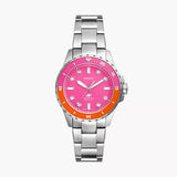 Fossil Blue Dive Analog Pink Dial Silver Steel Strap Watch For Women - ES5351