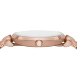 Emporio Armani Gianni T-Bar Crystals Silver Dial Rose Gold Steel Strap Watch For Women - AR11446