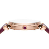 Emporio Armani Gianni T Bar Crystals Maroon Dial Maroon Leather Strap Watch for Women - AR11487