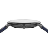 Emporio Armani Modern Slim Analog Silver Dial Blue Leather Strap Watch For Men - AR11214