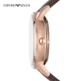 Emporio Armani Meccanico Automatic Silver Dial Brown Leather Strap Watch For Men - AR60039