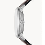 Fossil Neutra Minimalist Moonphase Silver Dial Brown Leather Strap Watch for Men - FS5905