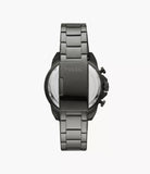 Fossil Bronson Chronograph Black Dial Grey Steel Strap Watch for Men - FS5852