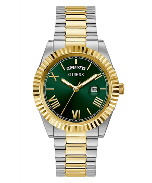 Guess Connoisseur Green Dial Two Tone Steel Strap Watch for Men - GW0265G8