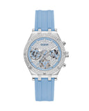 Guess Heiress Diamonds Blue Dial Blue Rubber Strap Watch for Women - GW0407L1
