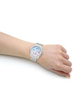 Guess G Twist Diamonds Silver Dial Silver Steel Strap Watch For Women - W1201L1