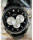 Hugo Boss Driver Blue Dial Black Leather Strap Watch for Men - 1512882