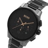 Hugo Boss Peak Chronograph Black Dial Black Steel Strap Watch for Men - 1513814
