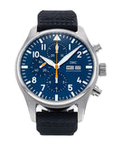 IWC Pilot's Automatic Chronograph 43mm Blue Dial Blue Calfskin Strap Watch for Men - IW377729