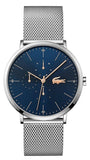Lacoste Moon Multifunction Blue Dial Silver Mesh Strap Watch for Men - 2011024