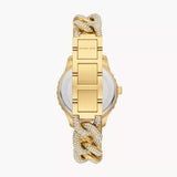 Michael Kors Layton Multifunction Glitz Silver Dial Gold Steel Strap Watch for Women - MK4653