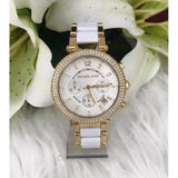 Michael Kors Parker White Dial Two Tone Steel Strap Watch for Women - MK6119