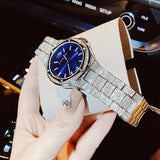 Michael Kors Lennox Three Hand Blue Dial Silver Steel Strap Watch For Women - MK6990