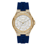 Michael Kors Lennox Three Hand Crystals Silver Dial Black Silicone Strap Watch For Women - MK7247