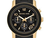 Michael Kors Runway Chronograph Black Dial Black Silicone Strap Watch For Women - MK7385