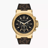 Michael Kors Dylan Chronograph Black Dial Brown Rubber Strap Watch For Men - MK8904