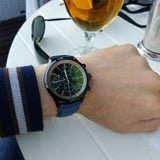 Hugo Boss Grand Prix Chronograph Black Dial Blue Leather Strap Watch for Men - 1513563