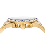 Michael Kors Everest Chronograph Blue Dial Gold Steel Strap Watch For Women - MK6971