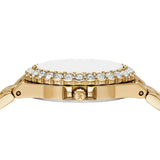 Michael Kors Lennox Quartz Green Dial Gold Steel Strap Watch For Women - MK7395