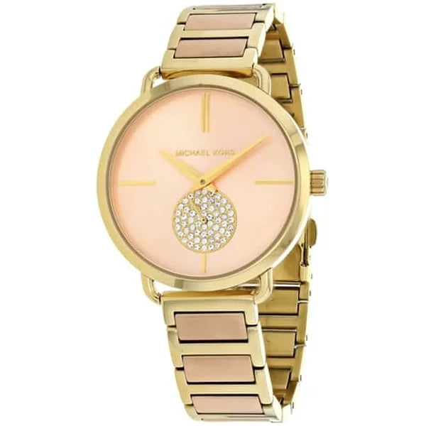 Michael Kors Portia Rose Gold Dial Two Tone Steel Strap Watch for Women - MK3706