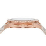 Michael Kors Runway Quartz Rose Gold Dial White Leather Strap Watch For Women - MK6980