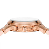 Michael Kors Runway Chronograph Pink Dial Rose Gold Steel Strap Watch For Women - MK7352